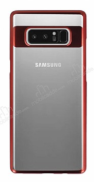 Eiroo Clear Thin Samsung Galaxy Note 8 Krmz Kenarl effaf Rubber Klf