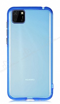 Eiroo Color Button Huawei Y5P Mavi Silikon Klf