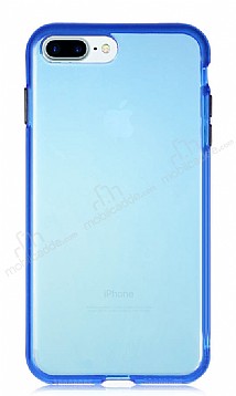 Eiroo Color Button iPhone 7 Plus / 8 Plus Mavi Silikon Klf