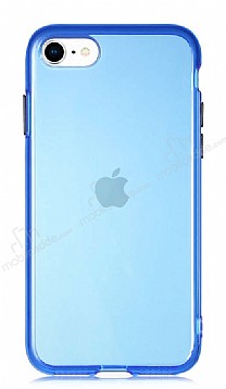 Eiroo Color Button iPhone SE 2020 Mavi Silikon Klf