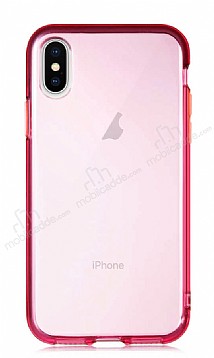 Eiroo Color Button iPhone XS Max Pembe Silikon Klf
