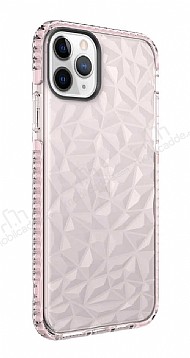 Eiroo Color Crystal iPhone 11 Pro Max Pembe Silikon Klf