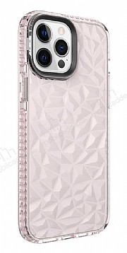 Eiroo Color Crystal iPhone 13 Pro Pembe Silikon Klf