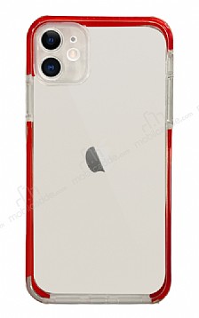 Eiroo Color Fit iPhone 11 Kamera Korumal Krmz Silikon Klf
