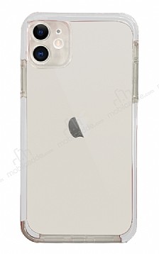 Eiroo Color Fit iPhone 11 Kamera Korumal Beyaz Silikon Klf