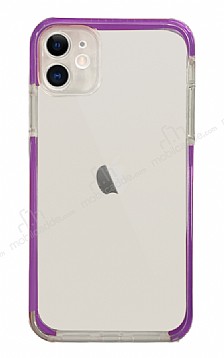 Eiroo Color Fit iPhone 11 Kamera Korumal Mor Silikon Klf