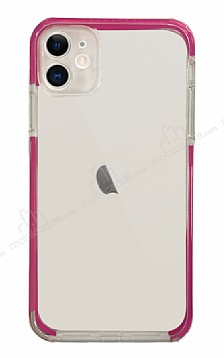 Eiroo Color Fit iPhone 11 Kamera Korumal Pembe Silikon Klf