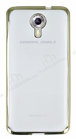 General Mobile Android One / General Mobile GM 5 Gold Kenarl effaf Silikon Klf