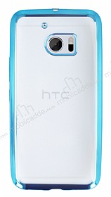 HTC 10 Mavi Kenarl effaf Silikon Klf