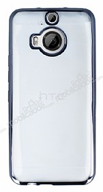 HTC One M9 Plus Siyah Kenarl effaf Silikon Klf