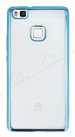 Huawei P9 Lite Mavi Kenarl effaf Silikon Klf