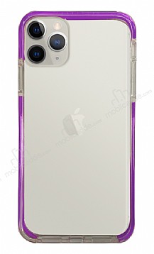 Eiroo Color Fit iPhone 11 Pro Kamera Korumal Mor Silikon Klf