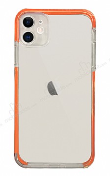 Eiroo Color Fit iPhone 12 6.1 in Kamera Korumal Turuncu Silikon Klf