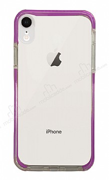 Eiroo Color Fit iPhone XR Kamera Korumal Mor Silikon Klf