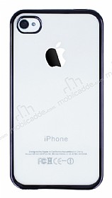 iPhone 4 / 4S Siyah Kenarl effaf Silikon Klf
