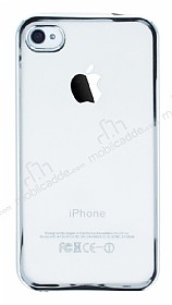 iPhone 4 / 4S Silver Kenarl effaf Silikon Klf
