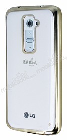 LG G2 Gold Kenarl effaf Silikon Klf