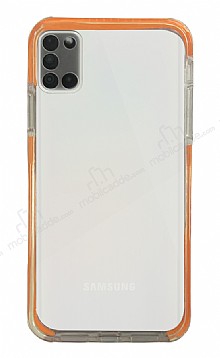 Eiroo Color Fit Samsung Galaxy A51 Kamera Korumal Turuncu Silikon Klf