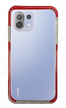 Eiroo Color Fit Xiaomi Mi 11 Lite Kamera Korumal Krmz Silikon Klf