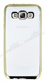 Samsung Galaxy E5 Gold Kenarl effaf Silikon Klf
