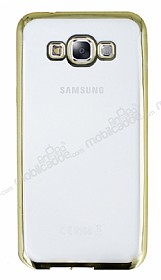 Samsung Galaxy E7 Gold Kenarl effaf Silikon Klf