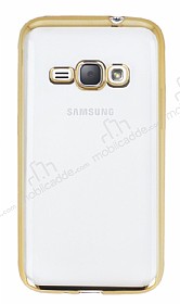 Samsung Galaxy J1 2016 Gold Kenarl effaf Silikon Klf