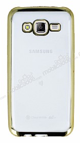 Samsung Galaxy J5 Gold Kenarl effaf Silikon Klf