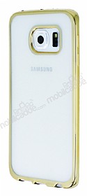 Samsung Galaxy S6 Edge Gold Kenarl effaf Silikon Klf
