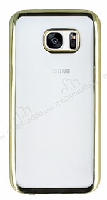 Samsung Galaxy S7 Edge Gold Kenarl effaf Silikon Klf