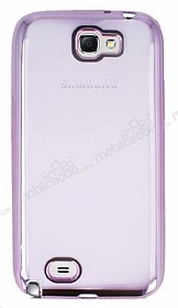 Samsung N7100 Galaxy Note 2 Pembe Kenarl effaf Silikon Klf