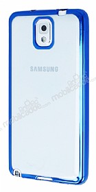 Samsung N9000 Galaxy Note 3 Mavi Kenarl effaf Silikon Klf