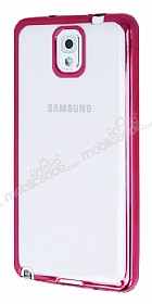 Samsung N9000 Galaxy Note 3 Pembe Kenarl effaf Silikon Klf