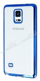 Samsung N9100 Galaxy Note 4 Mavi Kenarl effaf Silikon Klf