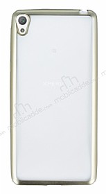 Sony Xperia E5 Gold Kenarl effaf Silikon Klf