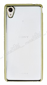 Sony Xperia M4 Aqua Gold Kenarl effaf Silikon Klf