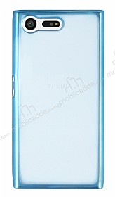 Sony Xperia X Compact Mavi Kenarl effaf Silikon Klf