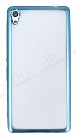 Sony Xperia XA Ultra Mavi Kenarl effaf Silikon Klf