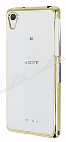 Sony Xperia Z2 Gold Kenarl effaf Silikon Klf
