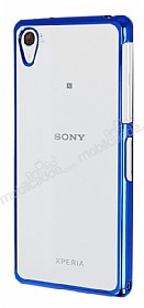 Sony Xperia Z2 Mavi Kenarl effaf Silikon Klf