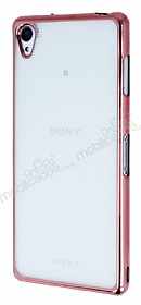 Sony Xperia Z3 Rose Gold Kenarl effaf Silikon Klf