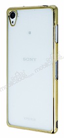 Sony Xperia Z3 Gold Kenarl effaf Silikon Klf