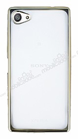 Sony Xperia Z5 Compact Gold Kenarl effaf Silikon Klf