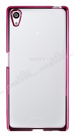 Sony Xperia Z5 Pembe Kenarl effaf Silikon Klf