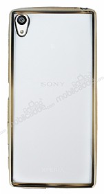 Sony Xperia Z5 Premium Gold Kenarl effaf Silikon Klf