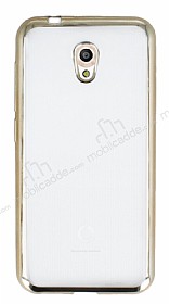 Vodafone Smart 7 Style Gold Kenarl effaf Silikon Klf