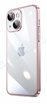Eiroo Color Frame iPhone 14 Plus Kamera Korumal Rose Gold Silikon Klf