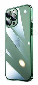 Eiroo Color Frame iPhone 14 Pro Kamera Korumal Yeil Silikon Klf