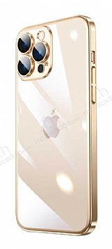 Eiroo Color Frame iPhone 14 Pro Kamera Korumal Gold Silikon Klf