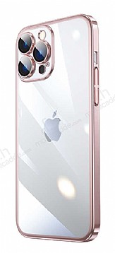 Eiroo Color Frame iPhone 14 Pro Max Kamera Korumal Rose Gold Silikon Klf