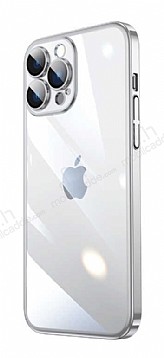 Eiroo Color Frame iPhone 14 Pro Max Kamera Korumal Silver Silikon Klf